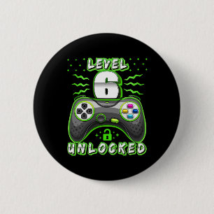 6 Unlocked Video Game 6th Birthday Gamer Boys 3 Cm Round Badge