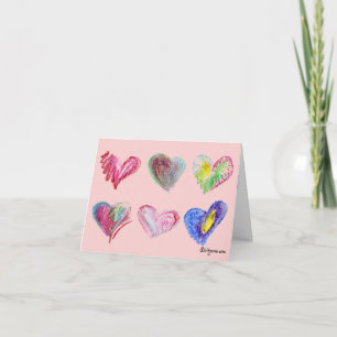 6 Valentine Hearts Greeting Card