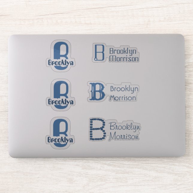 6 waterproof Blue Monogram Name Kids Window Laptop (Computer)