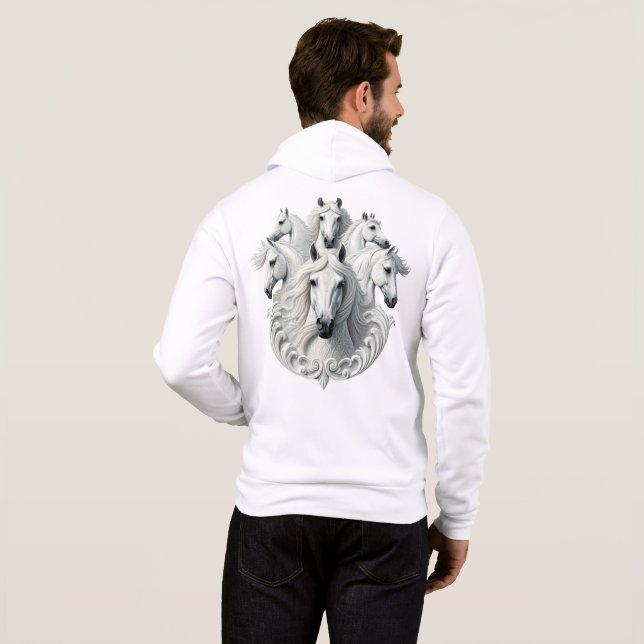 6 white horses hoodie (Back Full)