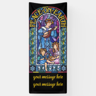 6' x 2.5' Christmas vinyl Banner Stained glass