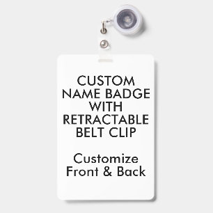 6" x 4" Custom Name Badge & Retractable Belt Clip ID Badge