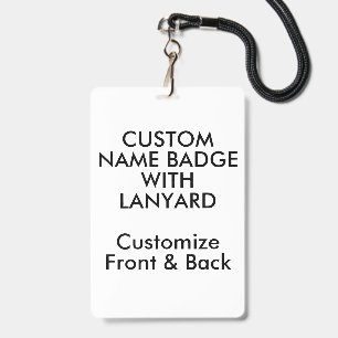 6" x 4" Custom Name Badge with Lanyard Blank ID Badge