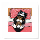 6" x 6" | Whimsical Cat Art | Cat with Teddy