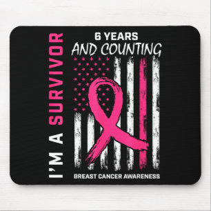 6 year breast cancer survivor shirts american flag mouse pad