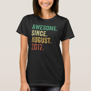 6 Year Old 6th Birthday Boys Awesome Since August T-Shirt