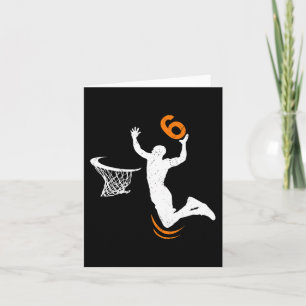 6 Year Old Basketball Dunk 6th Birthday Party Boys Card