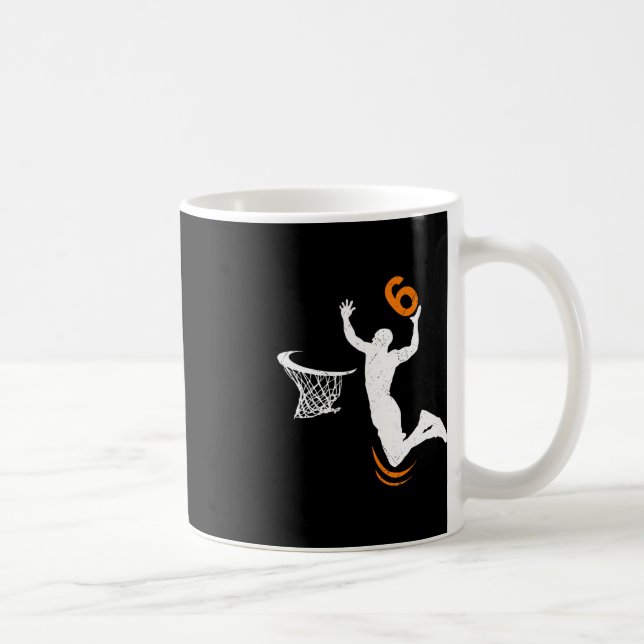 6 Year Old Basketball Dunk 6th Birthday Party Boys Coffee Mug (Right)