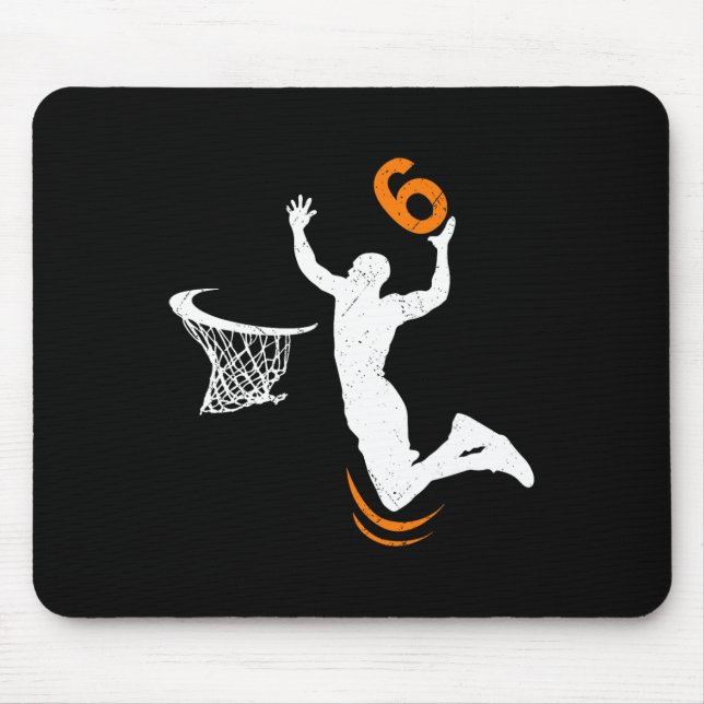 6 Year Old Basketball Dunk 6th Birthday Party Boys Mouse Pad (Front)