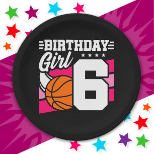 6 Year Old Basketball Party 6th Birthday Girl Paper Plate