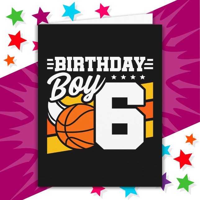 6 Year Old Basketball Party Theme 6th Birthday Boy Card (Creator Uploaded)