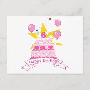 6 Year Old Birthday Cake Postcard