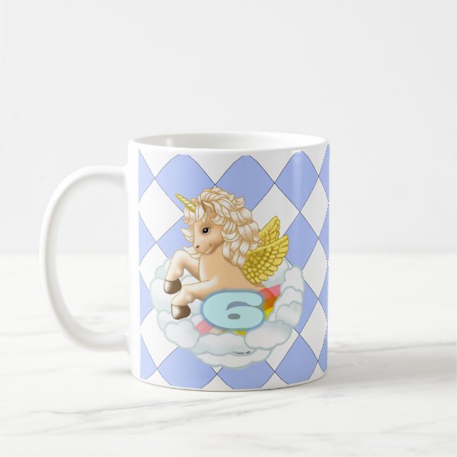 6 year old Birthday Unicorn Mug (Left)