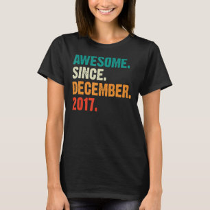 6 Year Old Boy 6th Birthday Awesome Since December T-Shirt