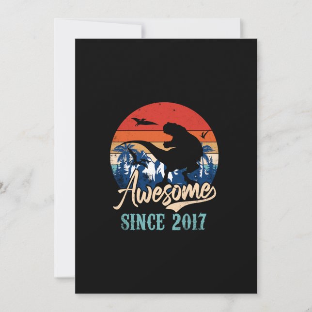 6 Year Old Boy Awesome 2017 6th Birthday Dinosaur  Invitation (Front)