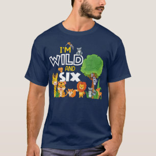 6 Year Old Boy Wild Animals Zoo Theme 6th Birthday T-Shirt