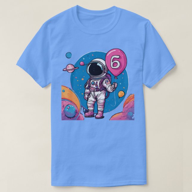 6 year old boys bday who loves astronauts space ex T-Shirt (Design Front)