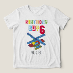 6-Year-Old   Building Block Personalised Birthday Tri-Blend Shirt