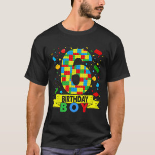 6 Year Old Building Blocks 6th Birthday Boy Brick  T-Shirt