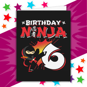 6 Year Old Comic Book Style Ninja 6th Birthday Card