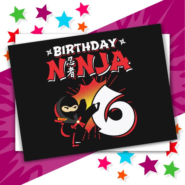 6 Year Old Comic Book Style Ninja 6th Birthday Postcard (Creator Uploaded)