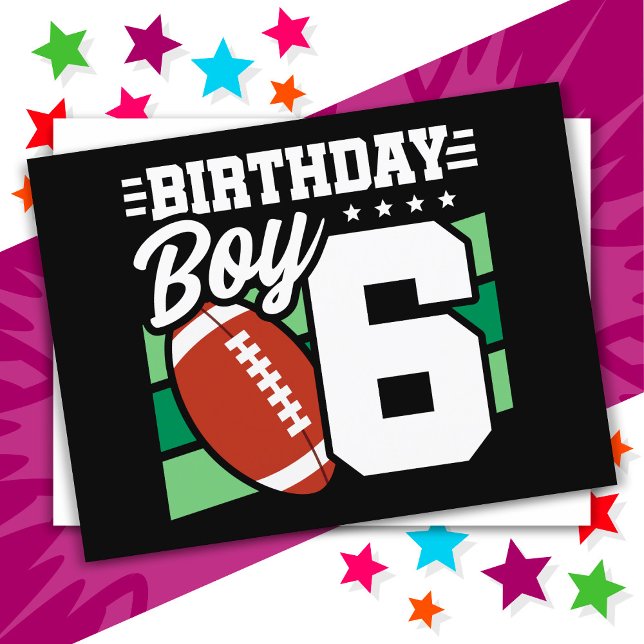 6 Year Old Football Party Theme 6th Birthday Boy Postcard (Creator Uploaded)