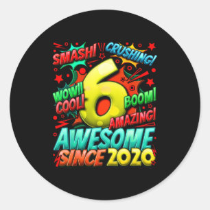 6 Year Old For Boys 6th Birthday Boy 6 Year Old Bo Classic Round Sticker