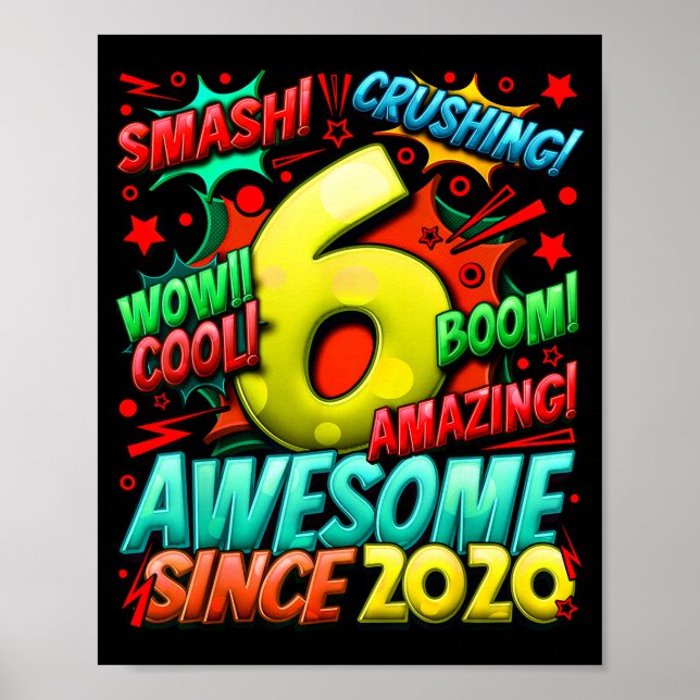 6 Year Old For Boys 6th Birthday Boy 6 Year Old Bo Poster (Front)