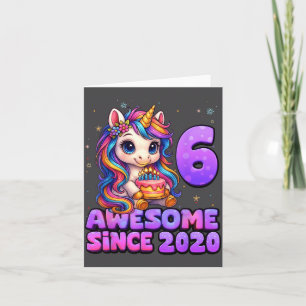 6 Year Old Girl Awesome Since 2020 Unicorn 6th Bir Card