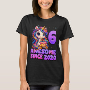 6 Year Old Girl Awesome Since 2020 Unicorn 6th Bir T-Shirt