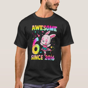 6 Year Old Girls Teens Cute Girl Rabbit 6th Birth T-Shirt