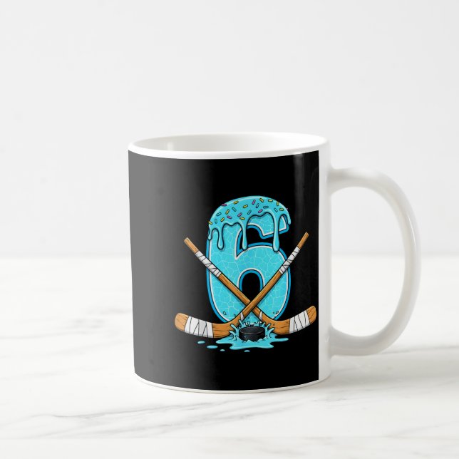 6 Year Old Hockey Ice Cream Drip Youth 6th Birthda Coffee Mug (Right)