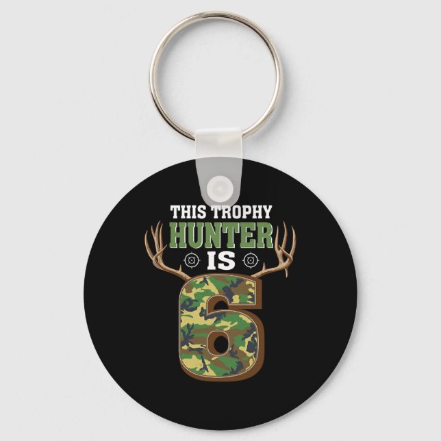 6 Year Old Hunting 6th Birthday Party Deer Hunter  Key Ring (Front)