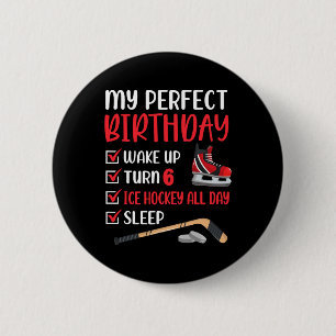 6 Year Old Ice Hockey Birthday Party 6th Boy Bday  Cm Round Badge