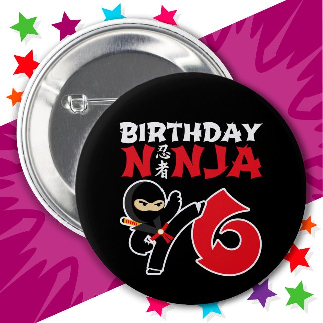 6 Year Old Karate Ninja Party Kids 6th Birthday 6 Cm Round Badge (Creator Uploaded)