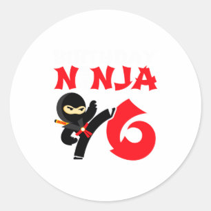 6 Year Old Karate Ninja Party Kids 6th Birthday T  Classic Round Sticker