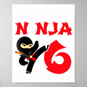 6 Year Old Karate Ninja Party Kids 6th Birthday T  Poster