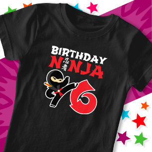 6 Year Old Karate Ninja Party Kids 6th Birthday T-Shirt