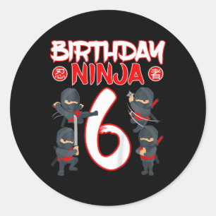 6 Year Old Ninja Birthday Party Martial Arts Karat Classic Round Sticker