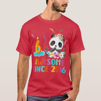 6 Year Old Panda Unicorn Awesome since 2016 6th Bi T-Shirt