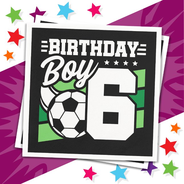 6 Year Old Soccer Football Party 6th Birthday Boy Napkin (Creator Uploaded)