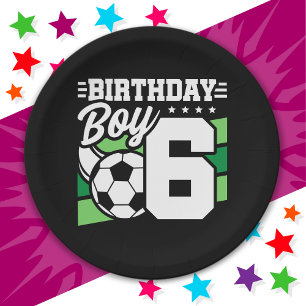6 Year Old Soccer Football Party 6th Birthday Boy Paper Plate