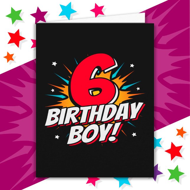 6 Year Old Superhero Birthday Boy 6th Birthday Card (Creator Uploaded)