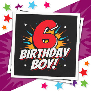 6 Year Old Superhero Birthday Boy 6th Birthday Napkin