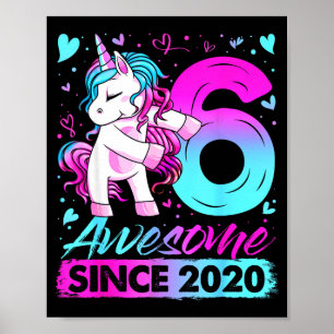 6 Year Old Unicorn For Girls 6th Birthday Girl Par Poster