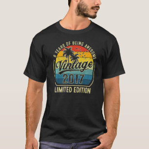 6 Year Old Vintage 2017  6th Birthday Retro T-Shirt