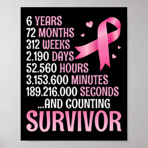 6 Years 72 Months Fighting Breast Cancer Counting Poster