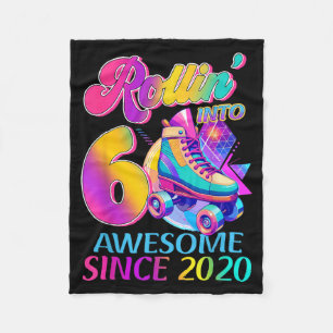 6 Years Awesome Since 2020 Hockey Theme Birthday 1 Fleece Blanket