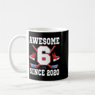 6 Years Awesome Since 2020 Hockey Theme Birthday Coffee Mug