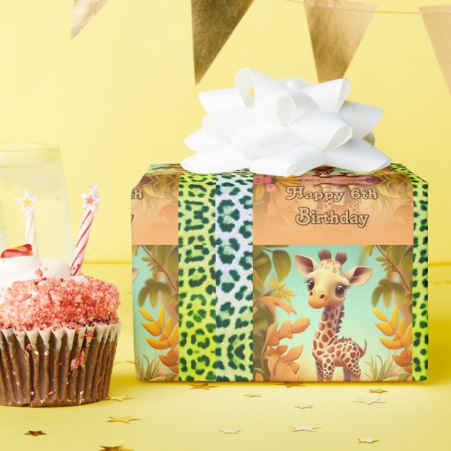 6 years cute Birthday Wrapping Paper (Birthday Party)